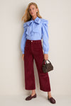 Deep Crimson Penny Crop High Rise Wide Leg Cord