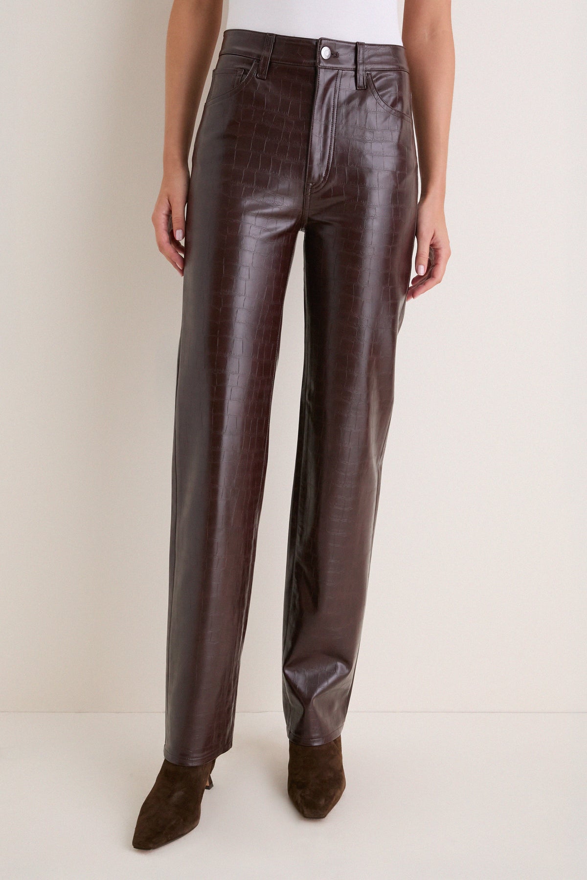 Burgundy Croc Cassie Super High Rise Straight