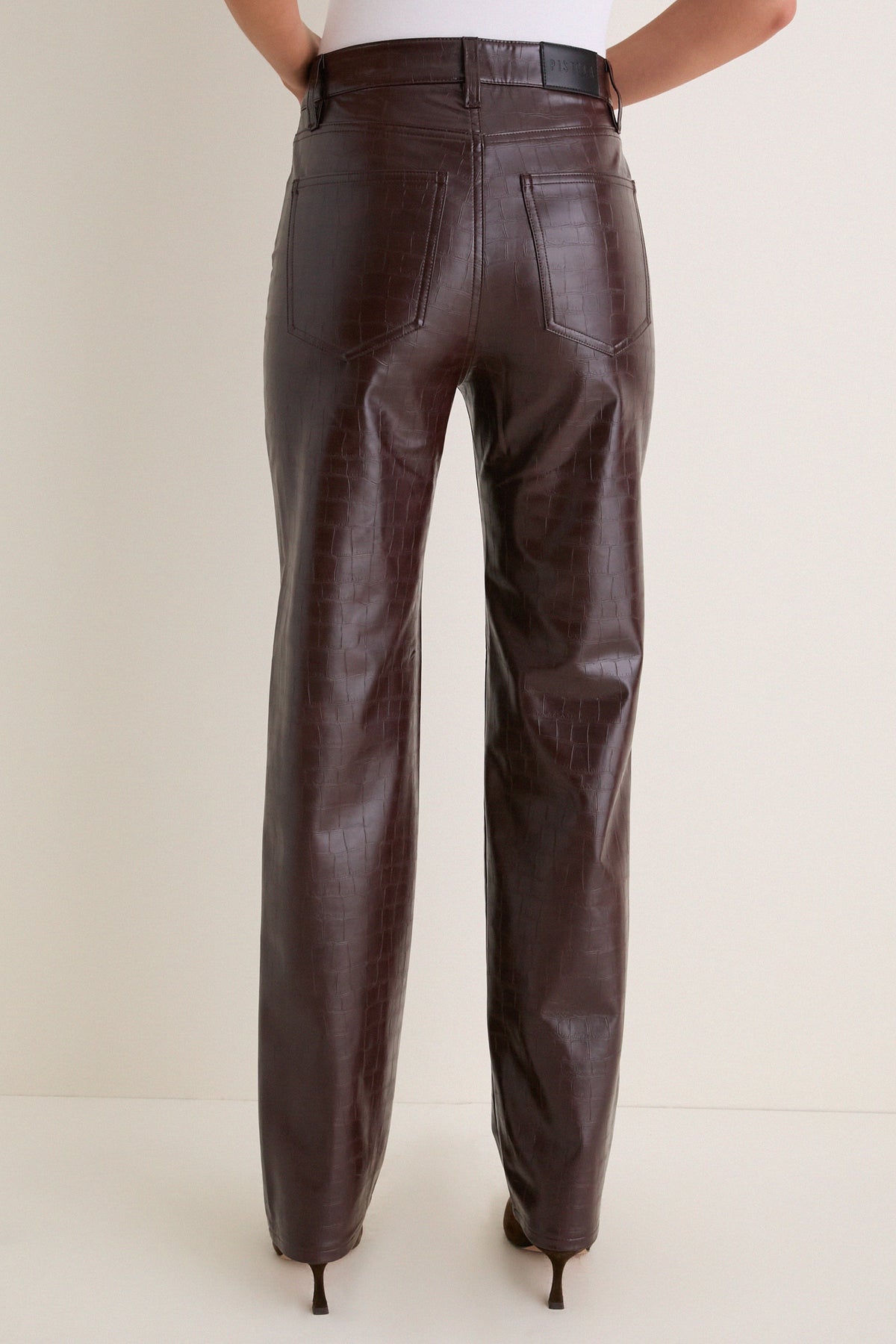 Burgundy Croc Cassie Super High Rise Straight