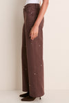 Chocolate Brown Studded Column Jean