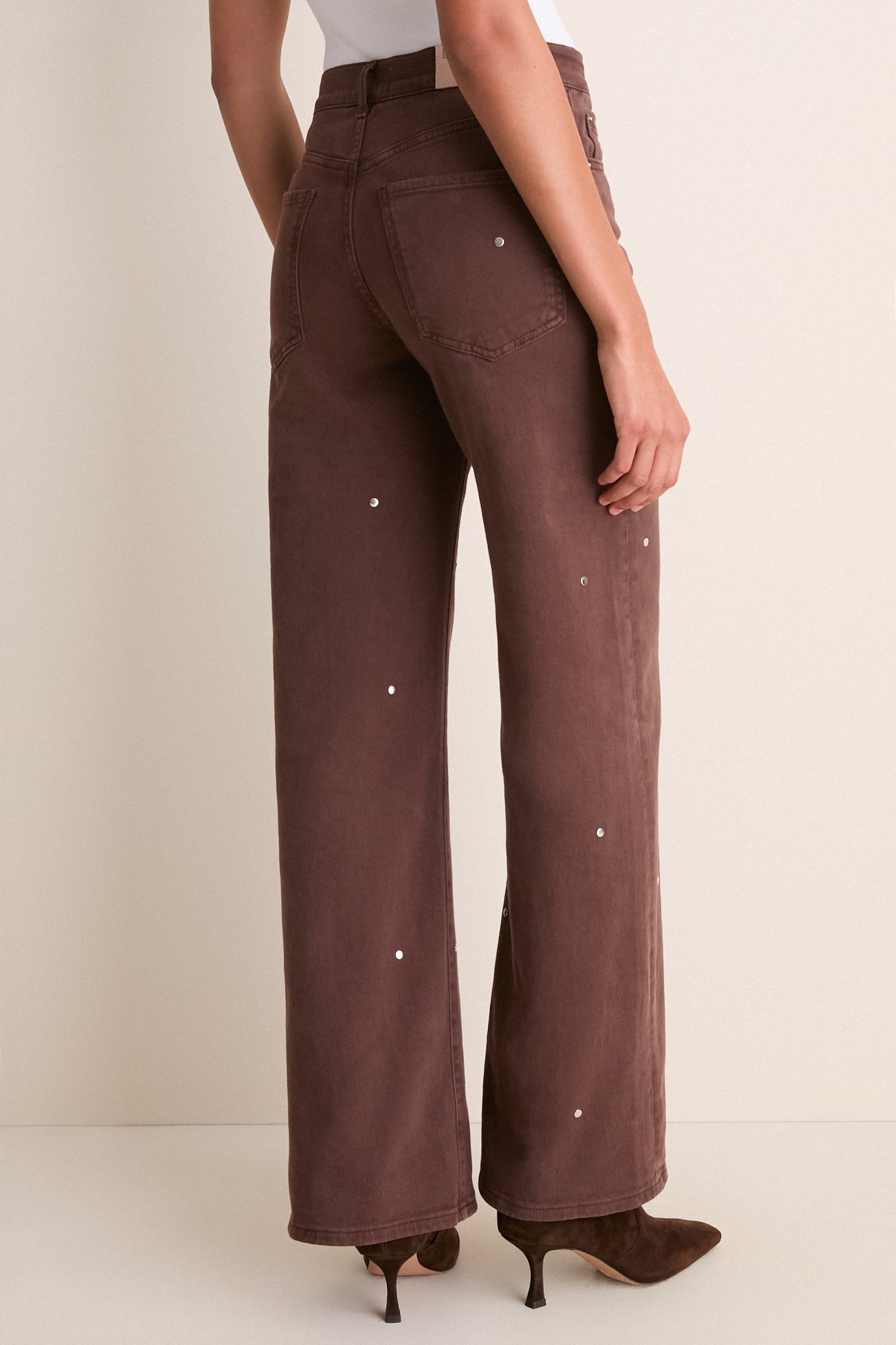 Chocolate Brown Studded Column Jean