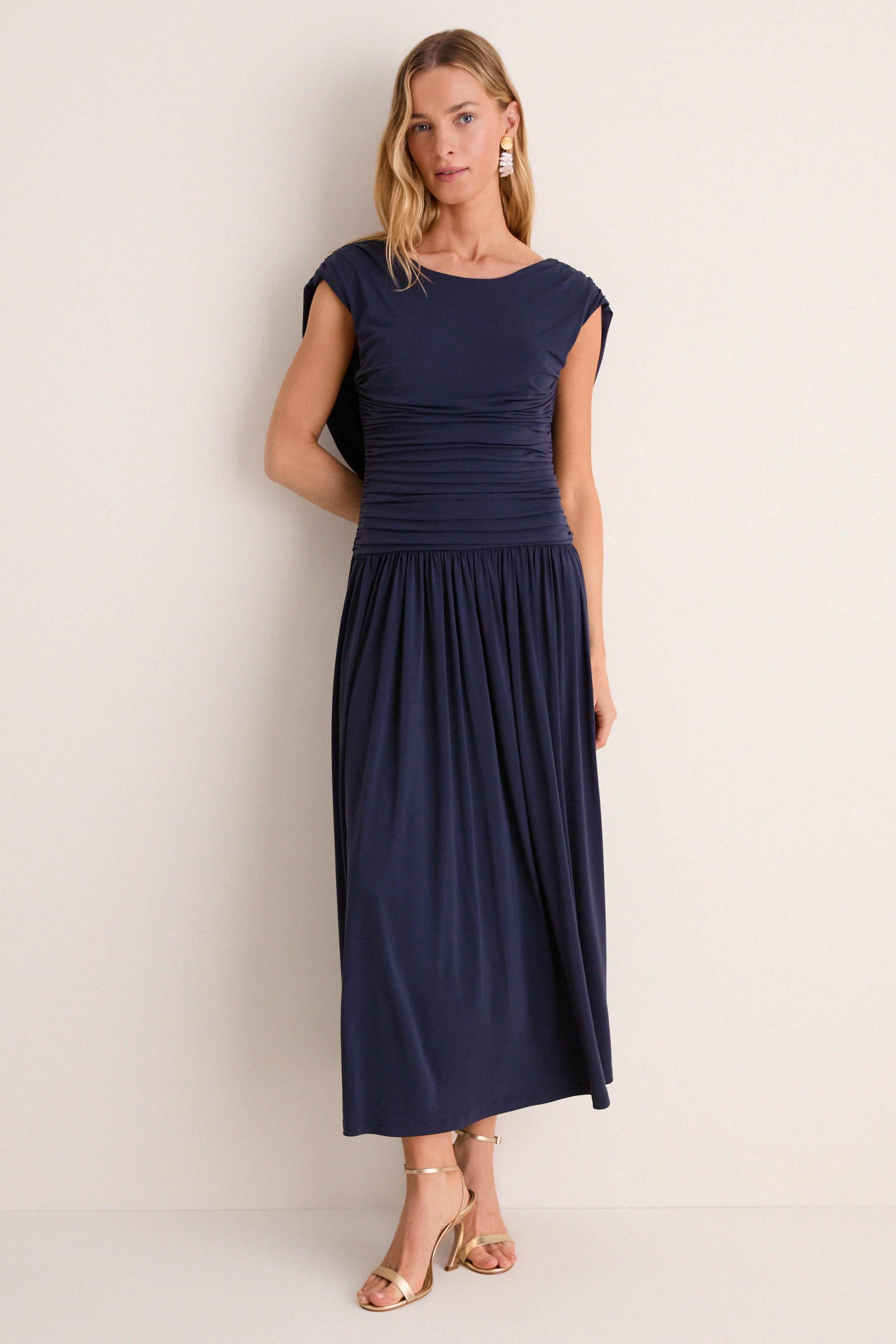 ワンピース Argue SOLID DRY COTTON JERSEY DRESS Navy Crepe Jersey Luciana Dress | Tuckernuck
