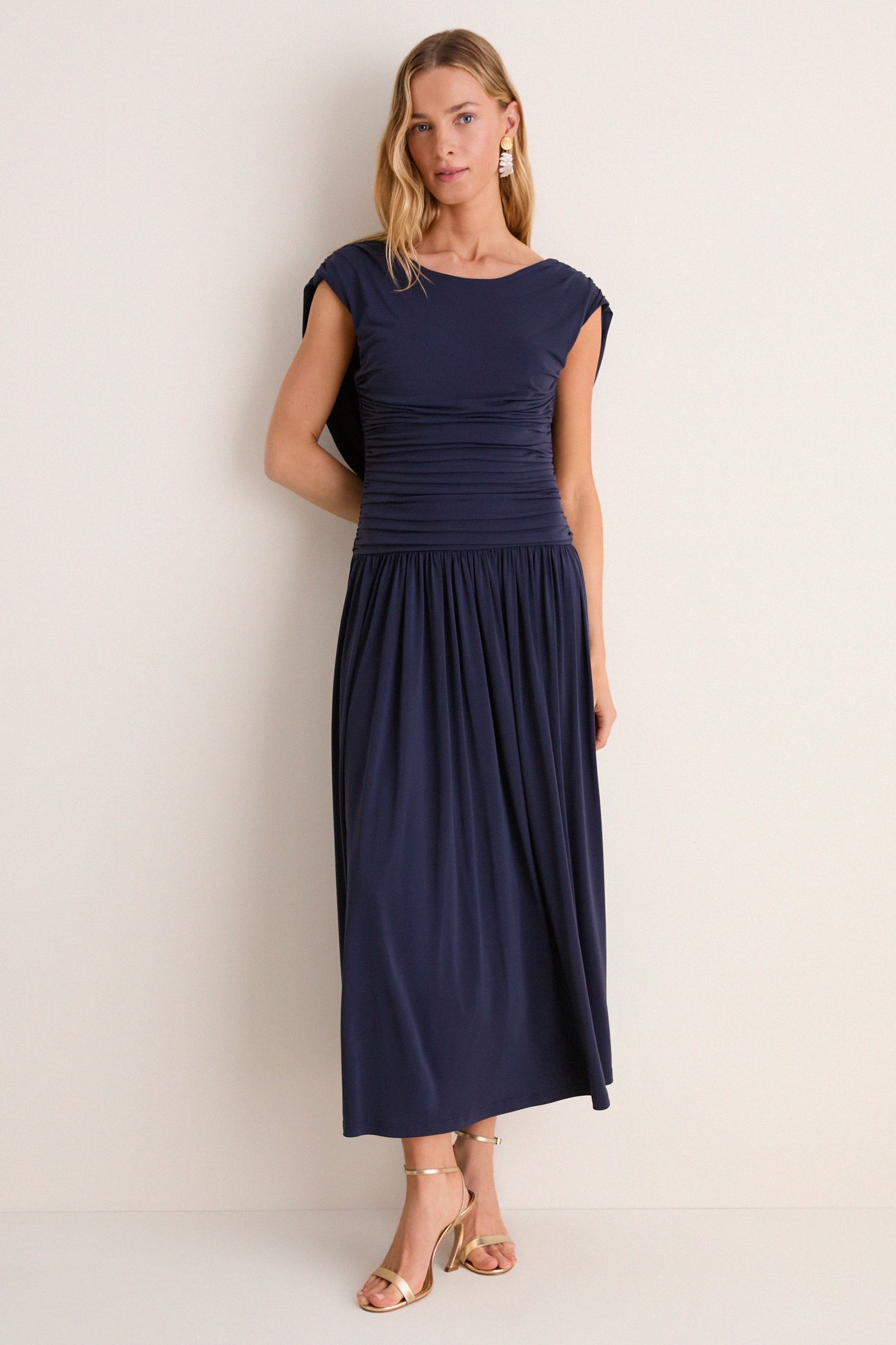 Navy Luciana Midi Dress