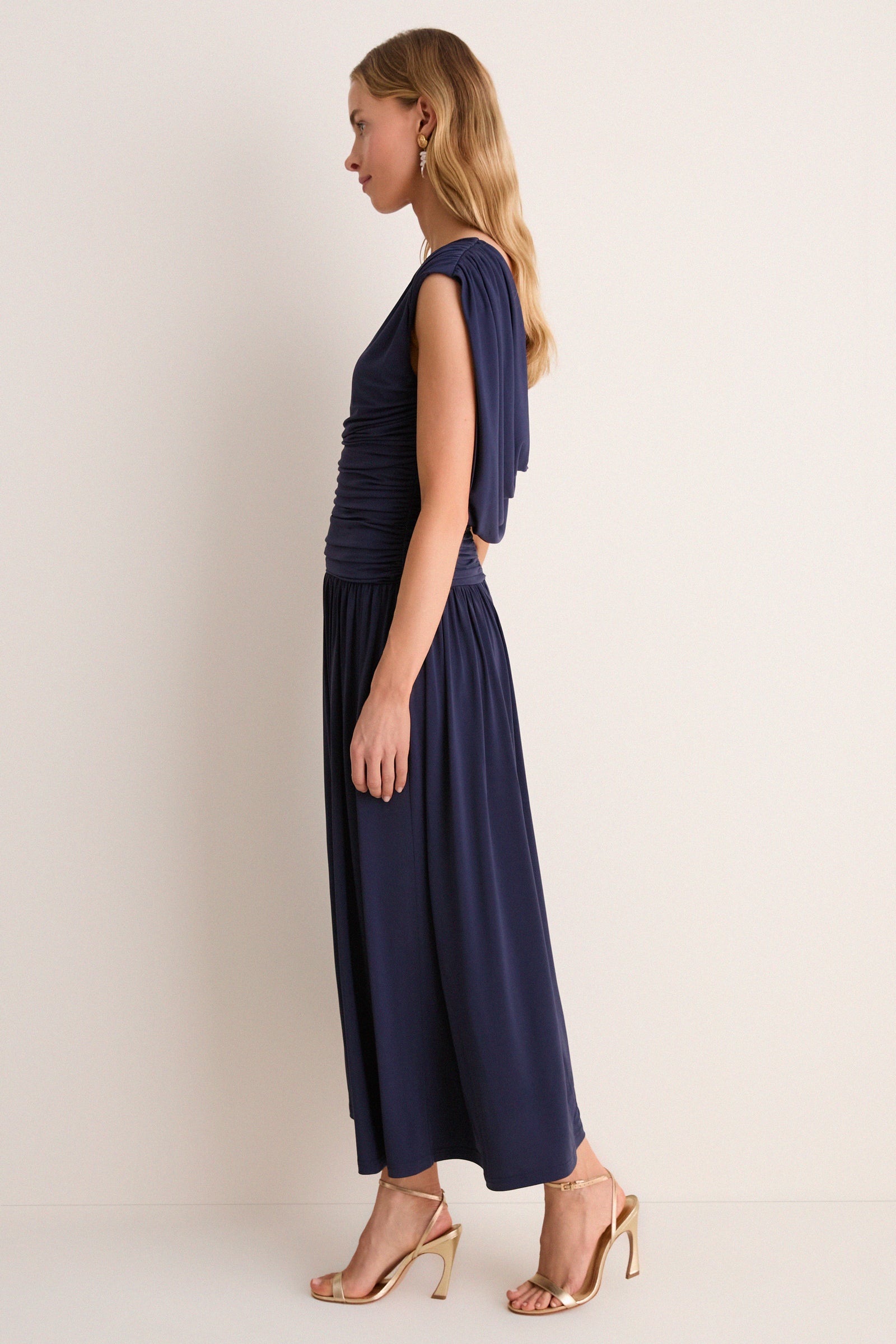 Navy Luciana Midi Dress