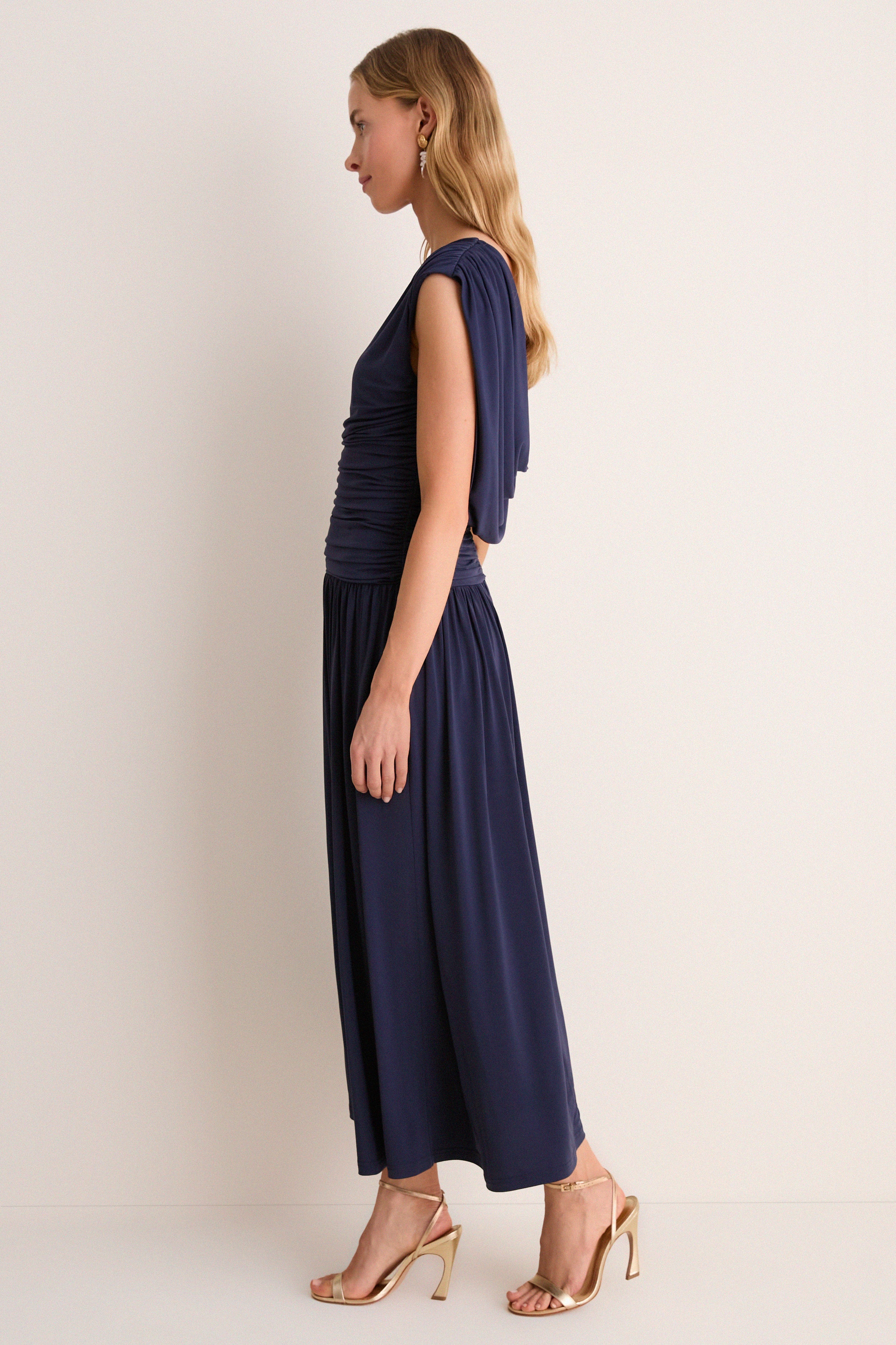 Navy Luciana Midi Dress