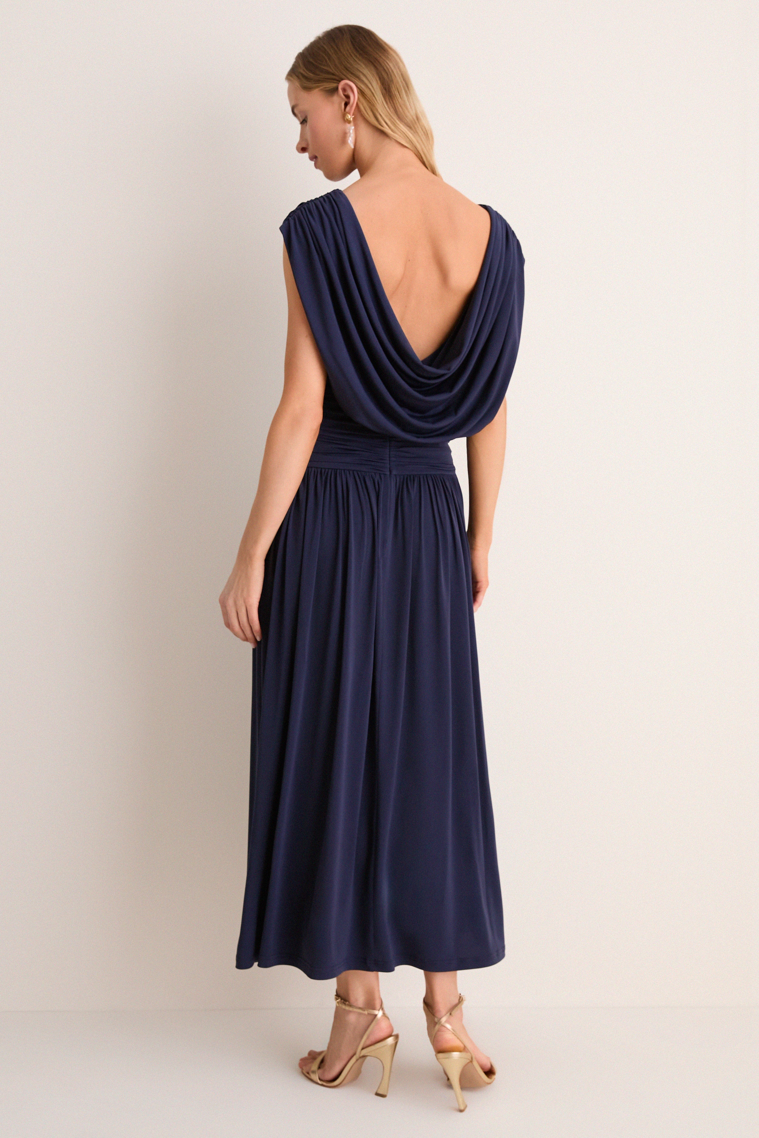 Navy Luciana Midi Dress