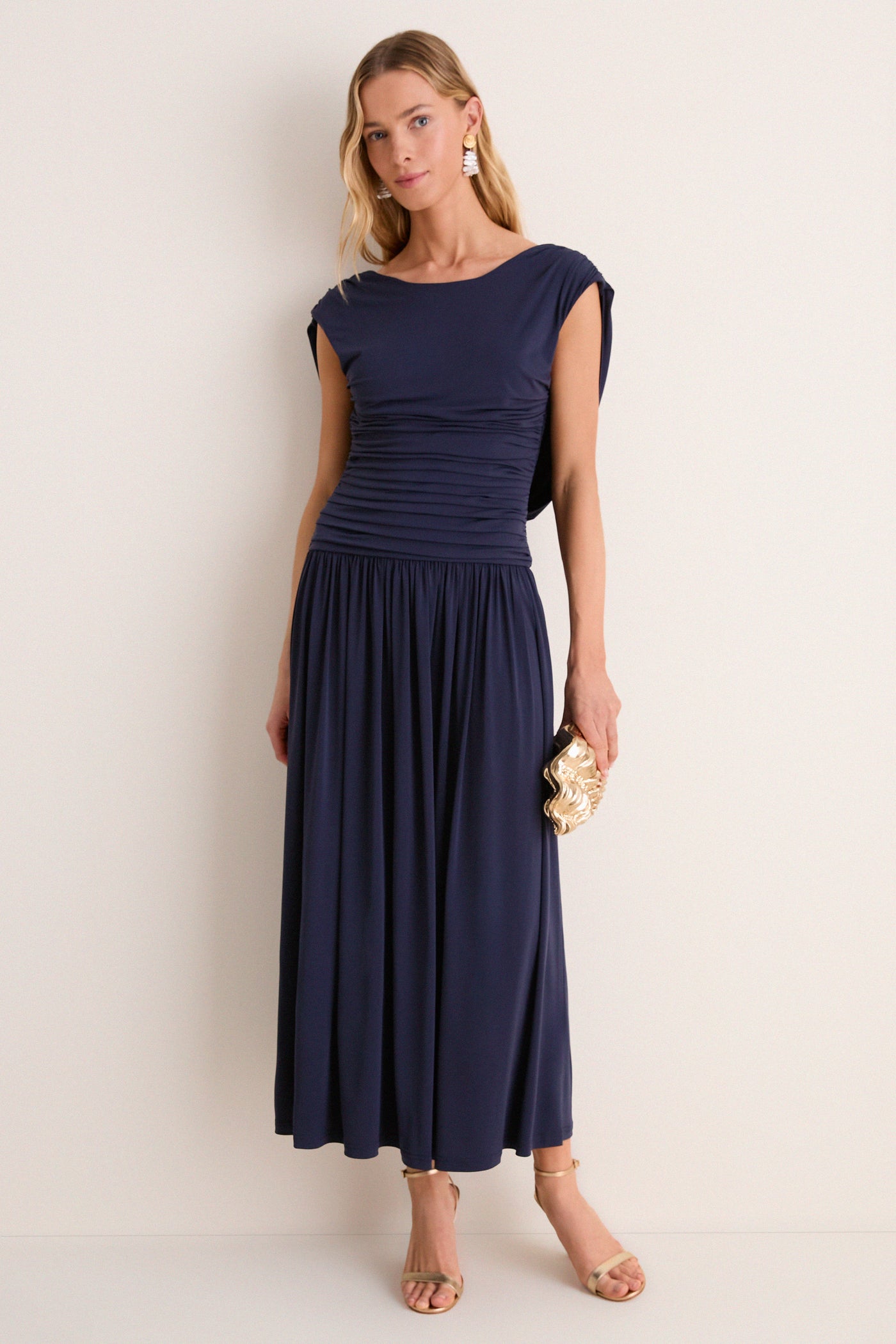 Navy Luciana Midi Dress