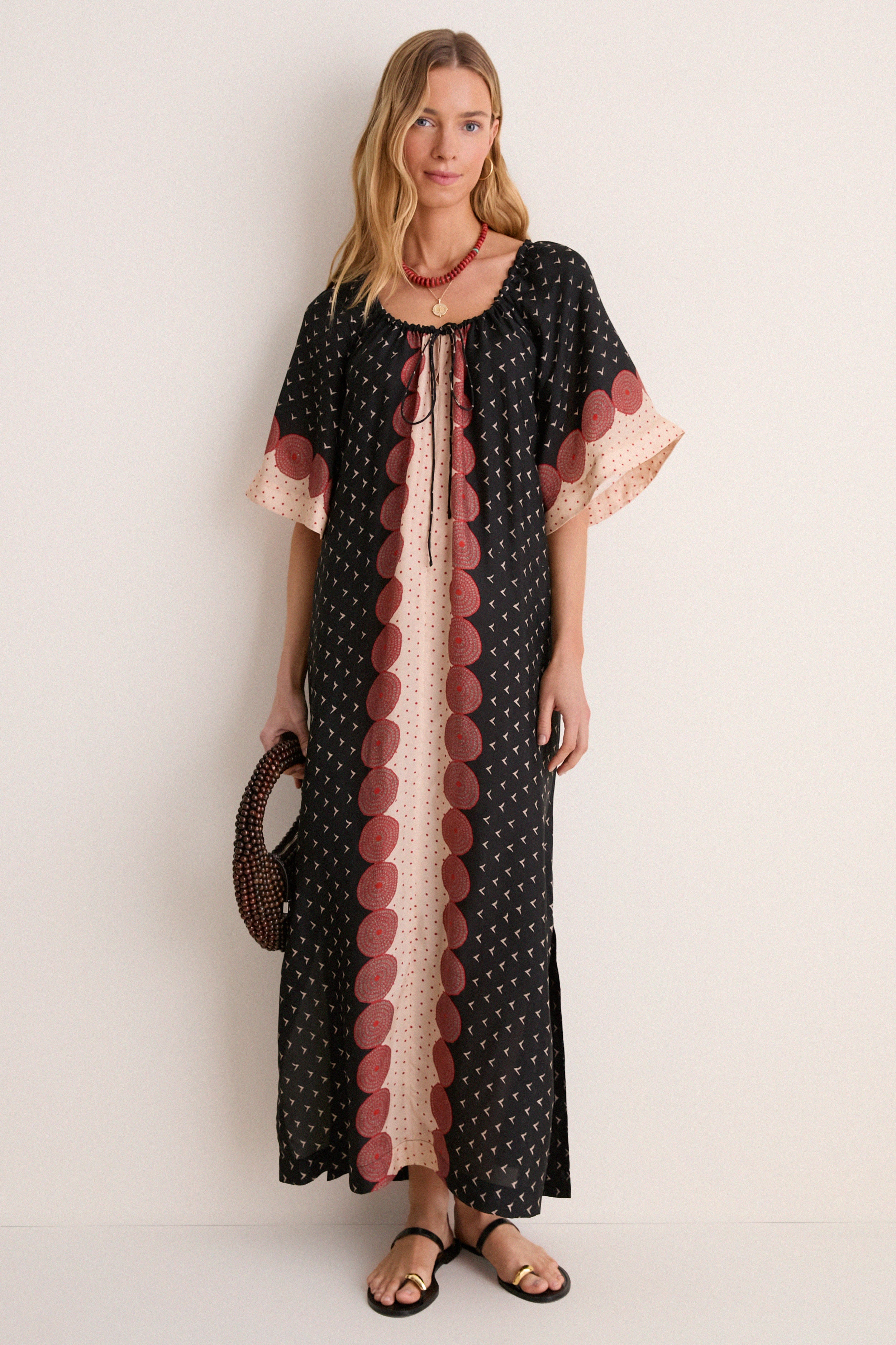 Tuscan Sun Cupro Short Sleeve Claudine  Dress