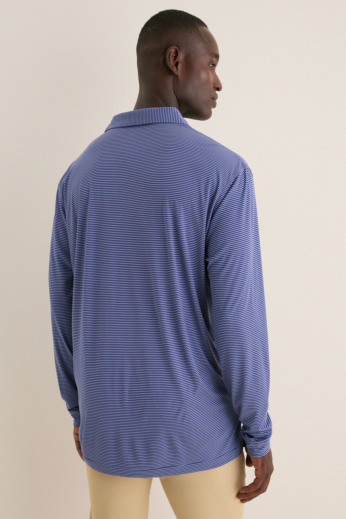 Sport Navy Featherweight Park Stripe Performance Long Sleeve Polo