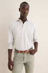 Gale Gray Lyons Stripe Performance Long Sleeve Polo