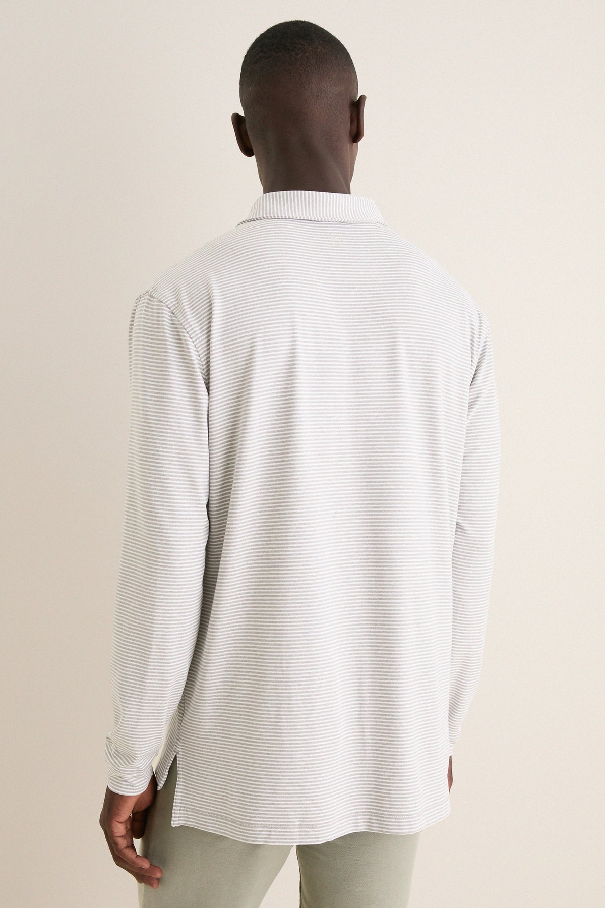 Gale Gray Lyons Stripe Performance Long Sleeve Polo