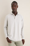 Gale Gray Lyons Stripe Performance Long Sleeve Polo