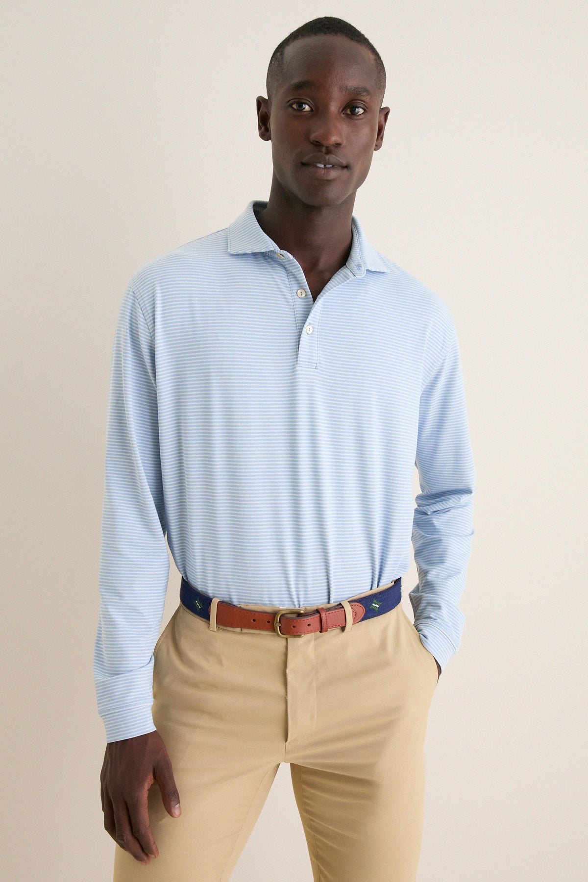 Lakeside Lyons Stripe Performance Long Sleeve Polo