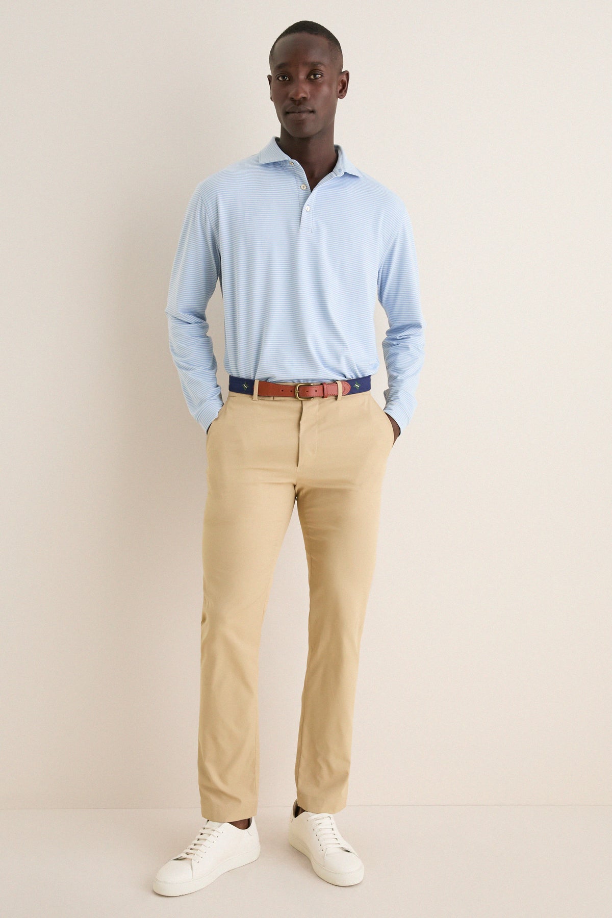 Lakeside Lyons Stripe Performance Long Sleeve Polo