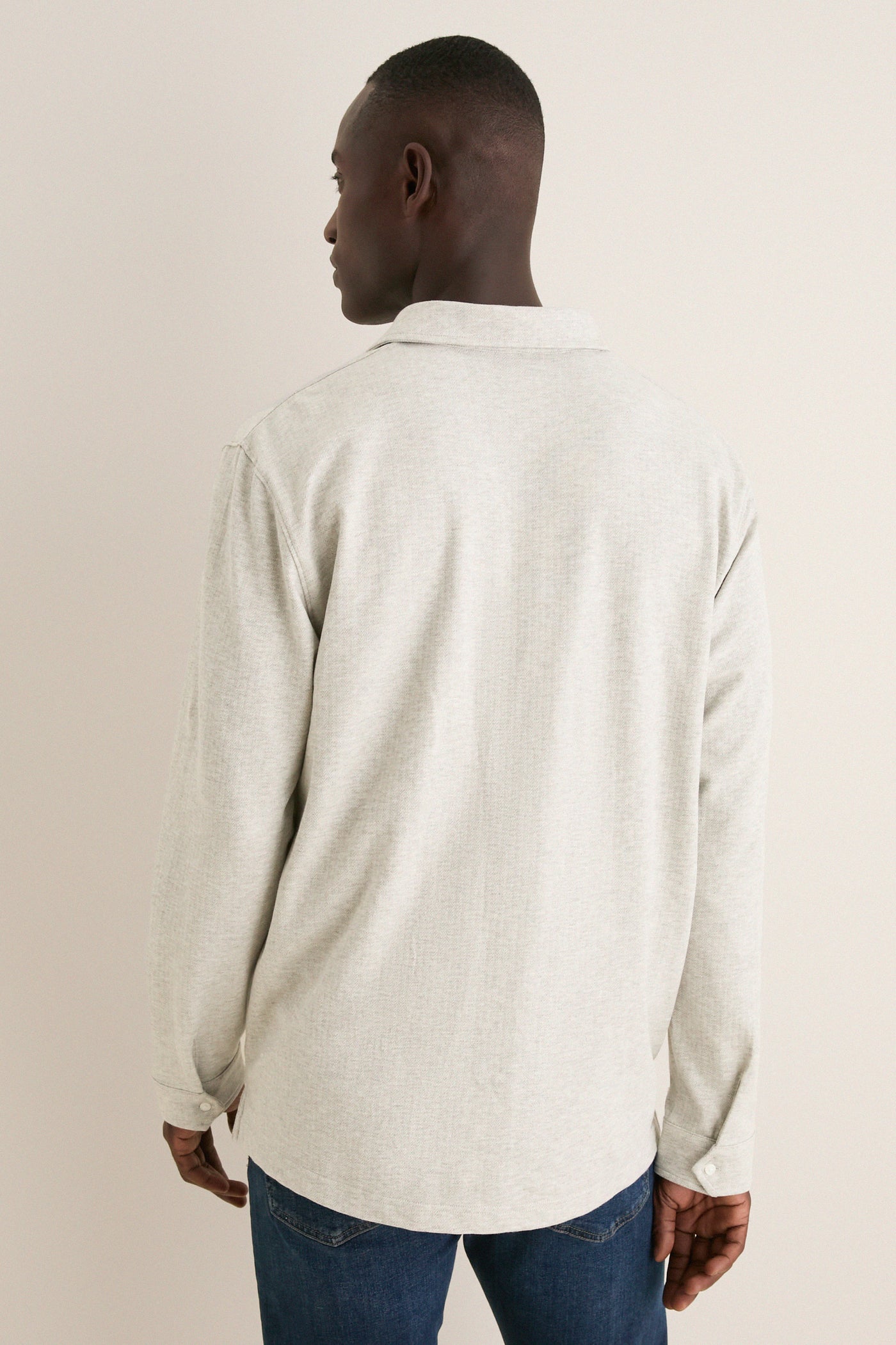Gale Gray Herringbone Long Sleeve Polo