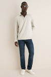 Gale Gray Herringbone Long Sleeve Polo
