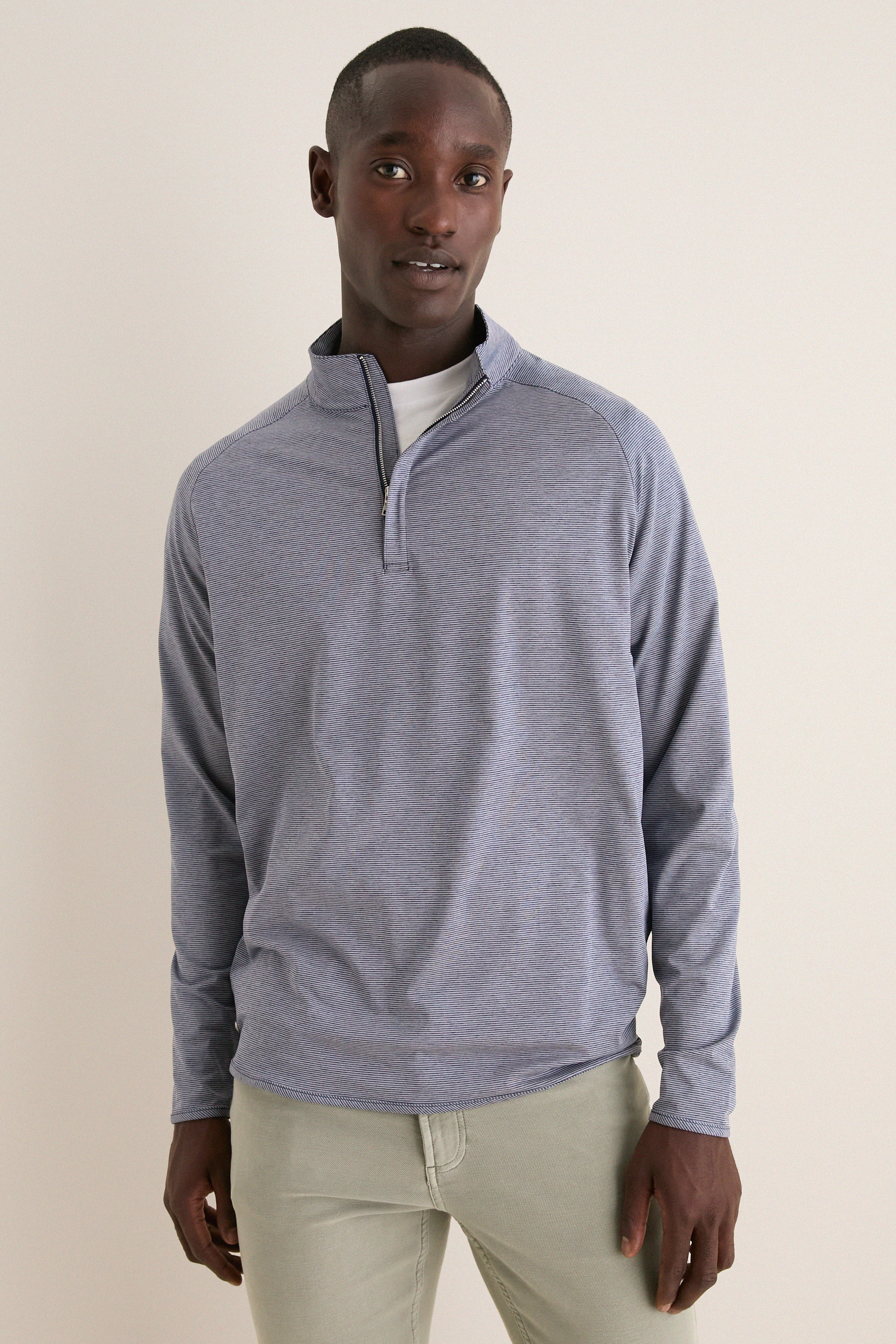 Navy Stealth Stripe Performance Quarter Zip | Peter Millar