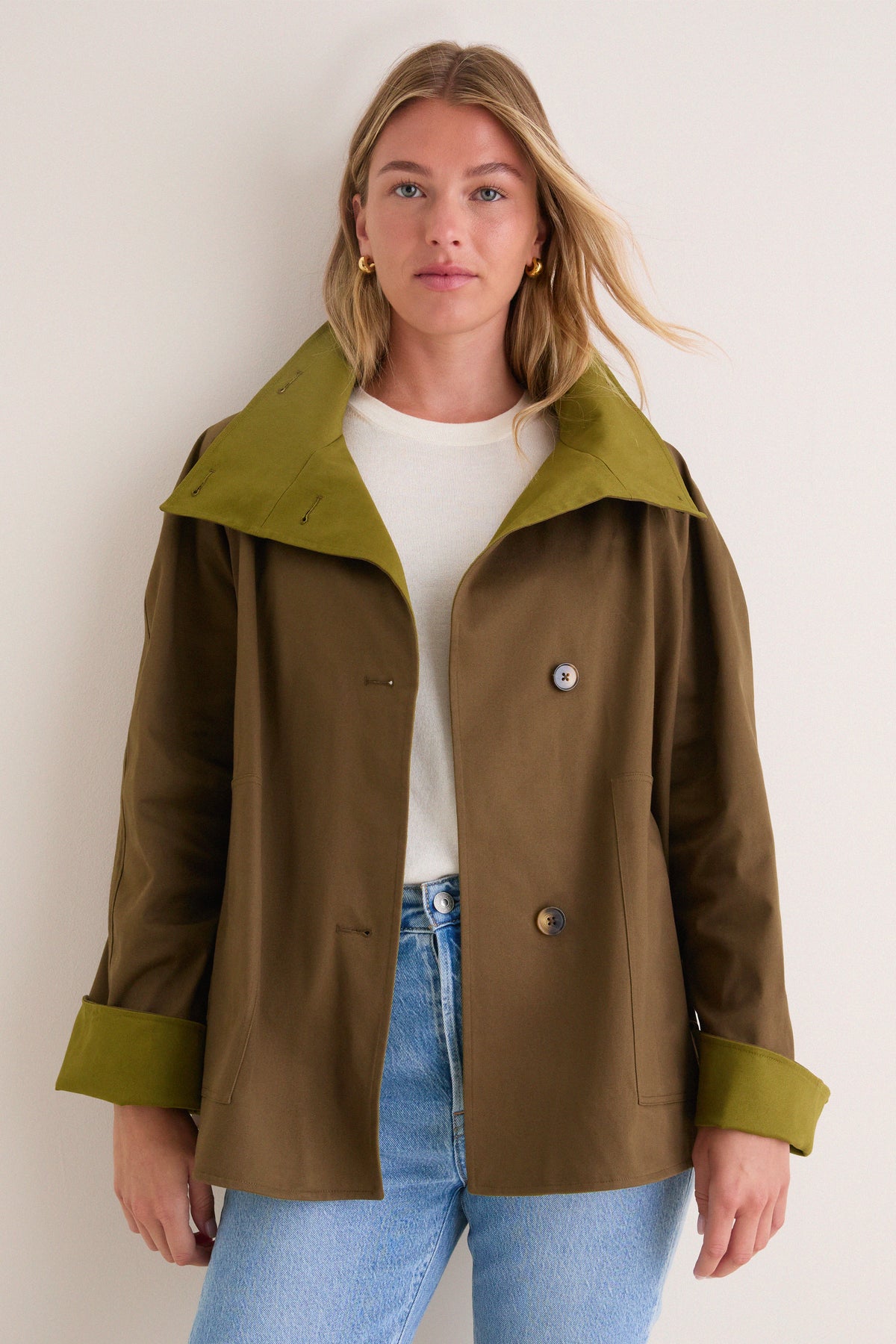 Khaki Brown Howell Cropped Trench