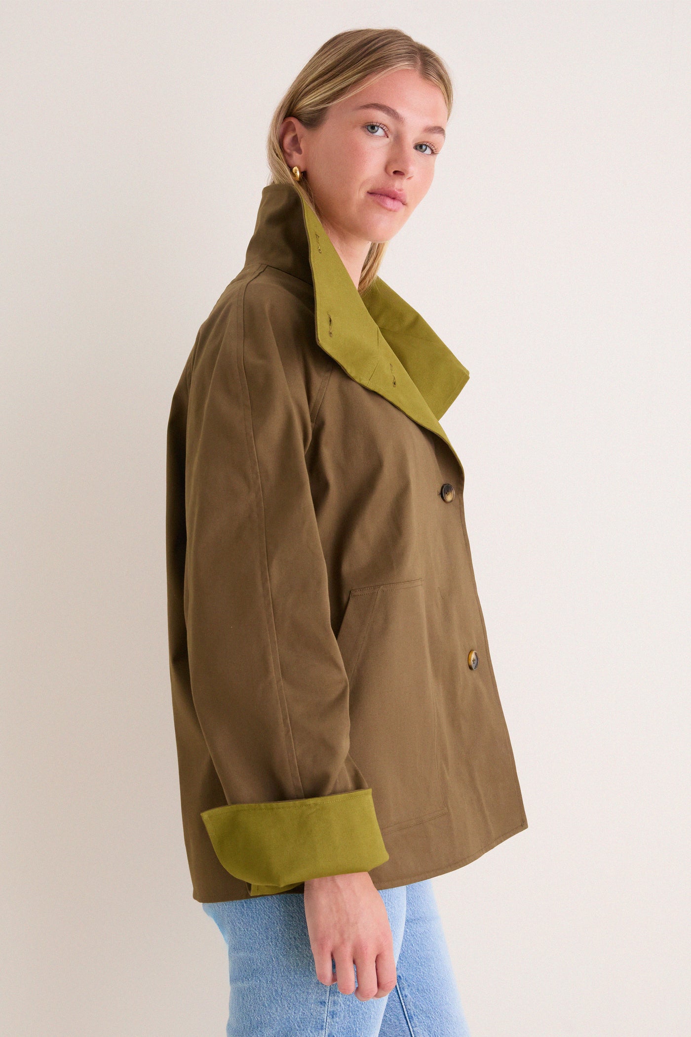Khaki Brown Howell Cropped Trench