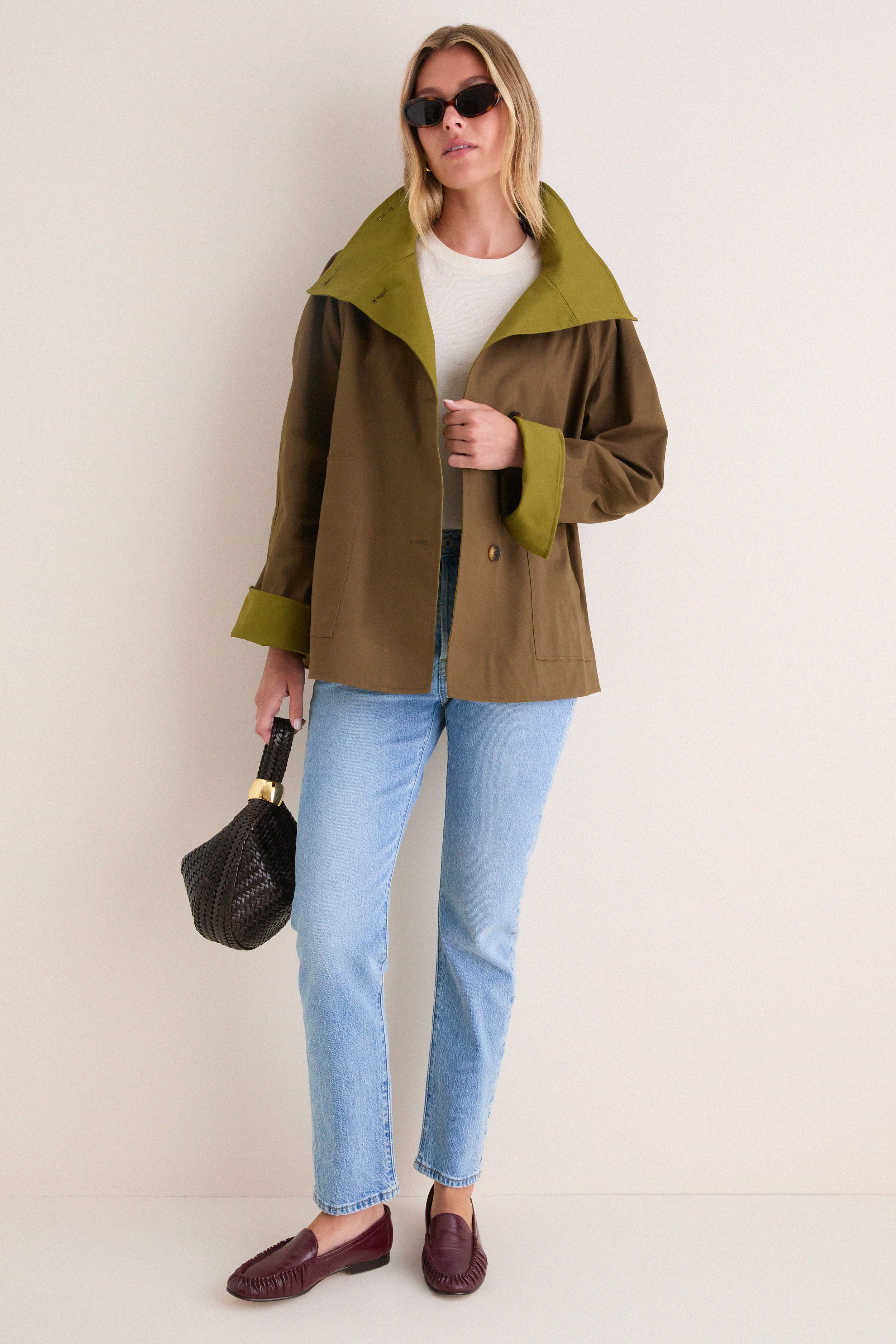 Khaki Brown Howell Cropped Trench