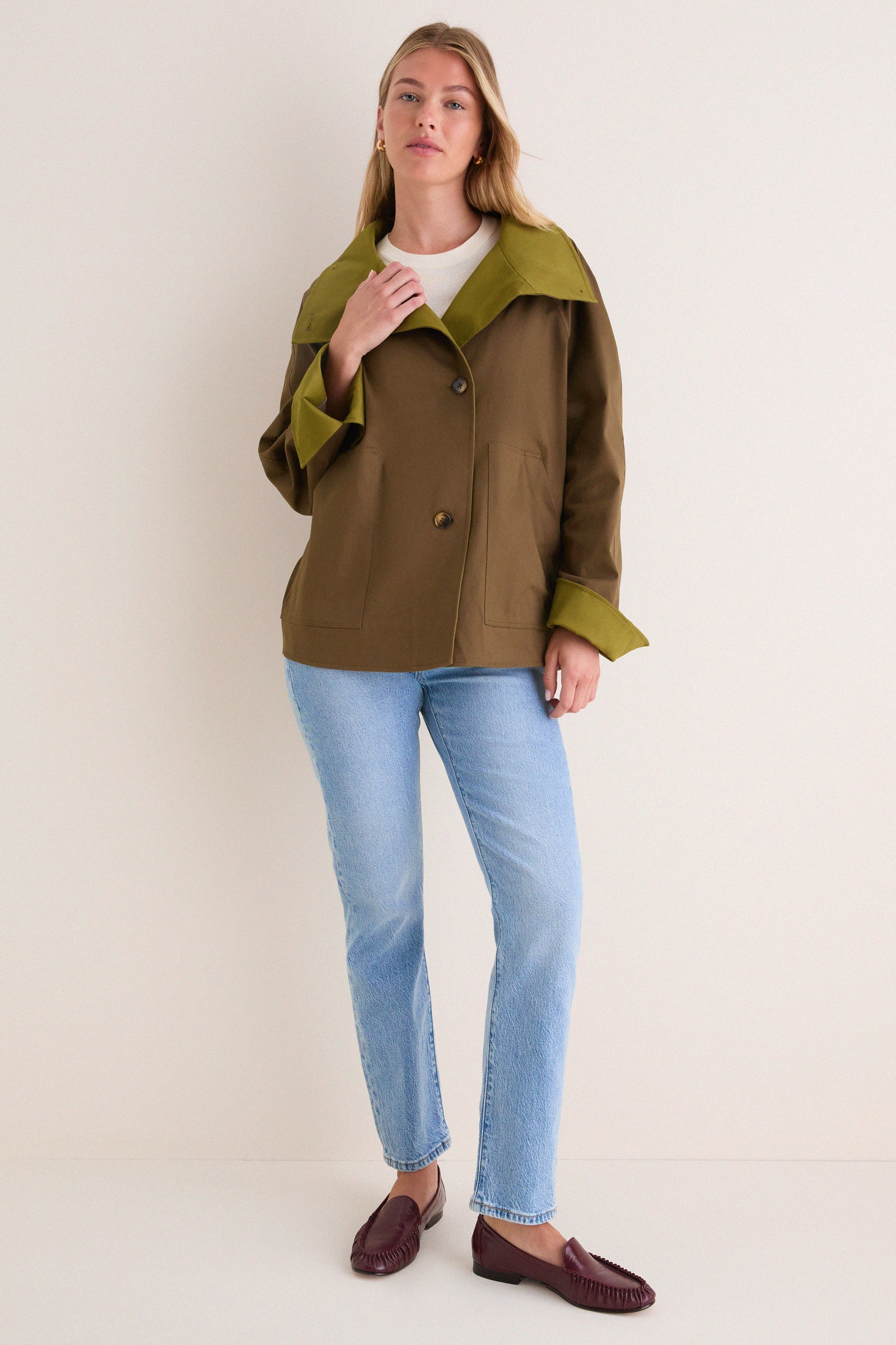Khaki Brown Howell Cropped Trench