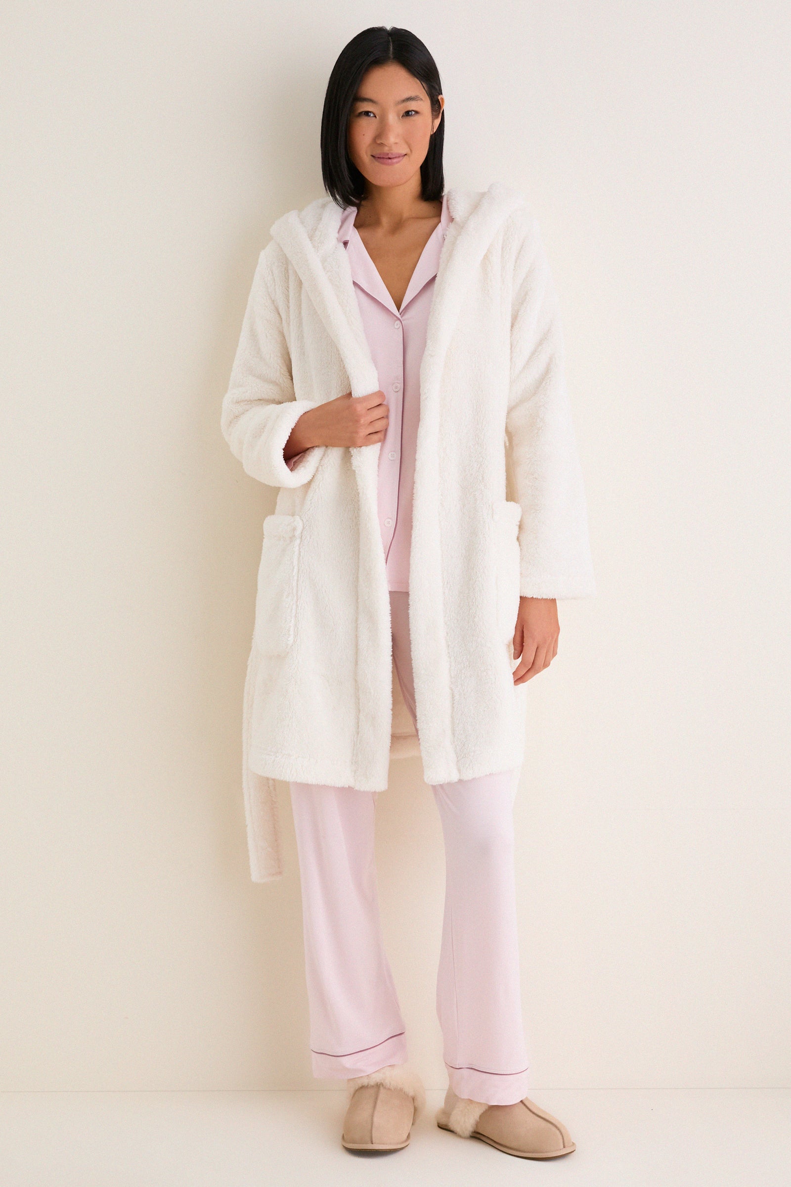 Cream Aarti Plush Fleece Robe