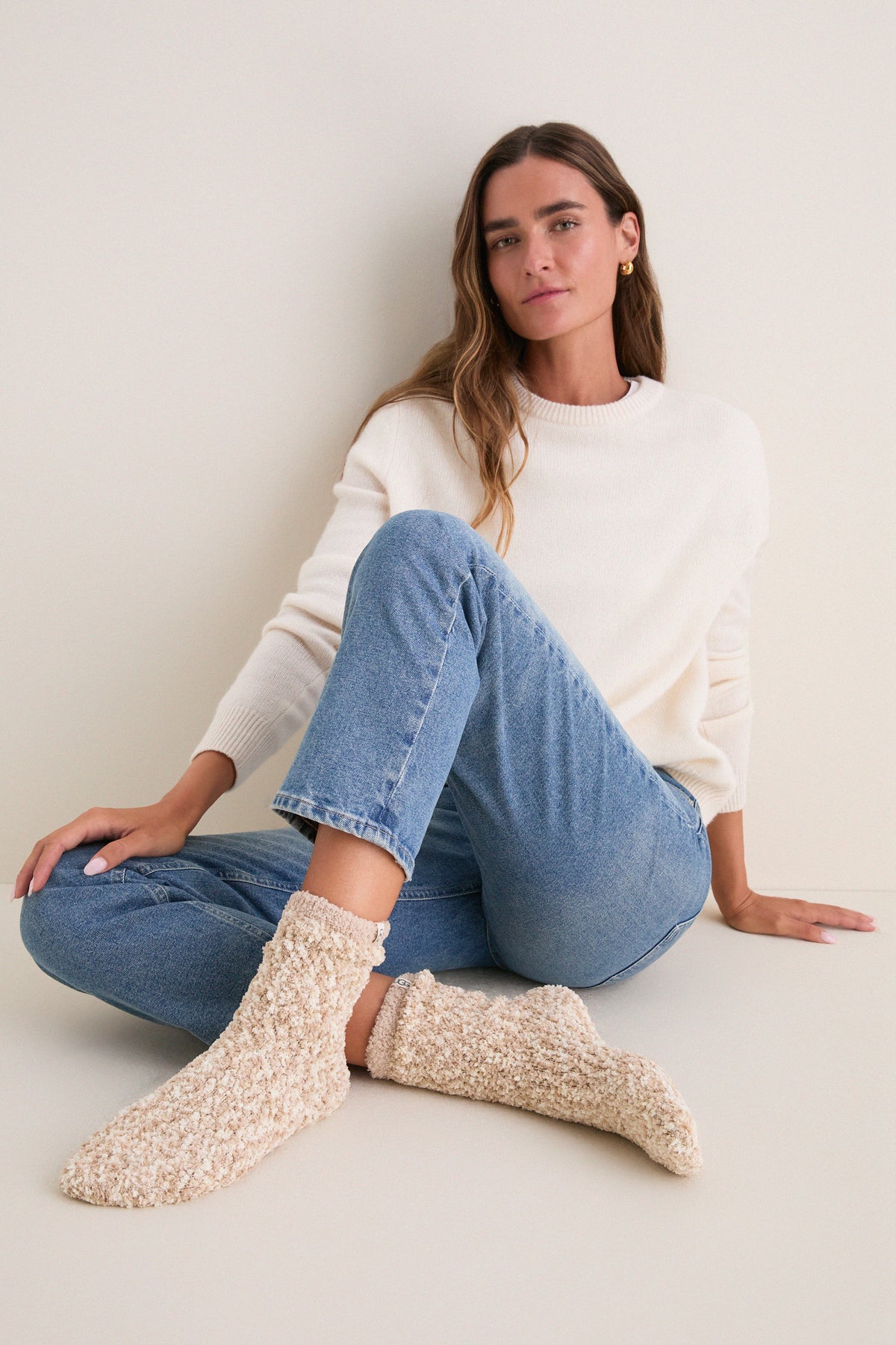 Cream Cozy Chenille Socks