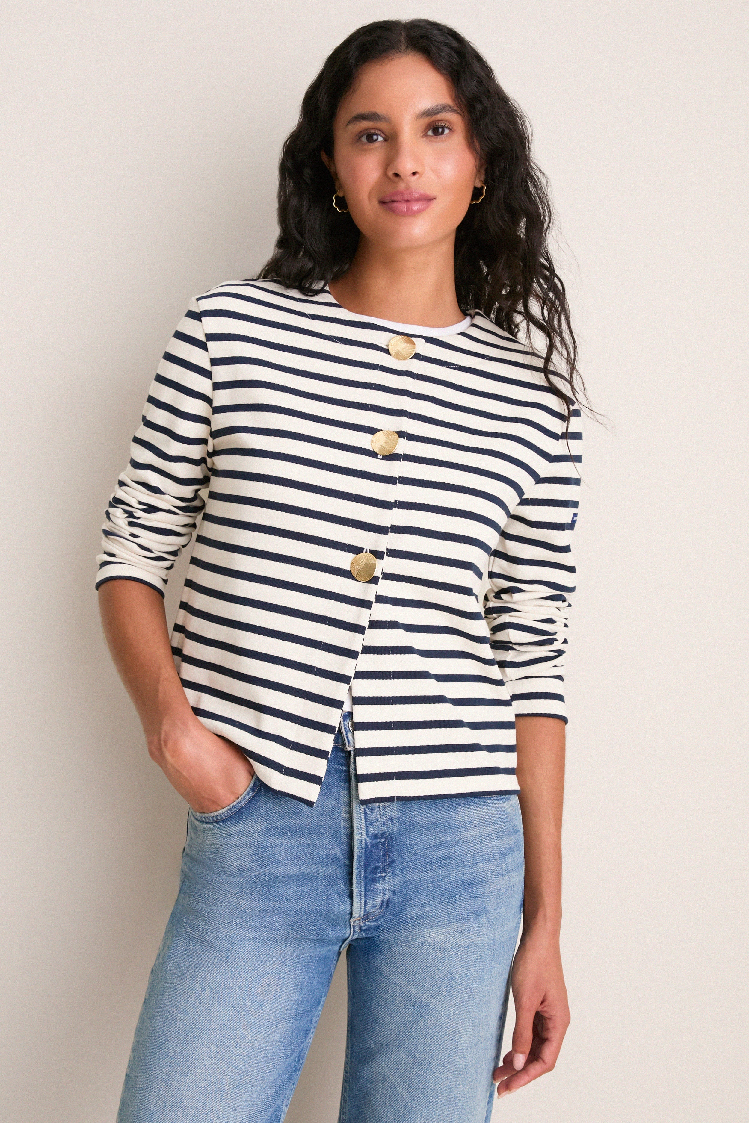 Ecru Marine Arignac Cardigan