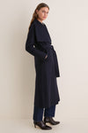 Navy Blue Pressed Wool Long Volcano Coat