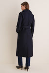 Navy Blue Pressed Wool Long Volcano Coat