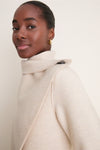 Oat Melange Pressed Wool Long Volcano Coat