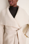 Oat Melange Pressed Wool Long Volcano Coat