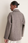 Cream and Brown Herringbone Patterned Cashmere Blend Raglan Jacket