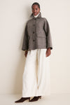 Cream and Brown Herringbone Patterned Cashmere Blend Raglan Jacket