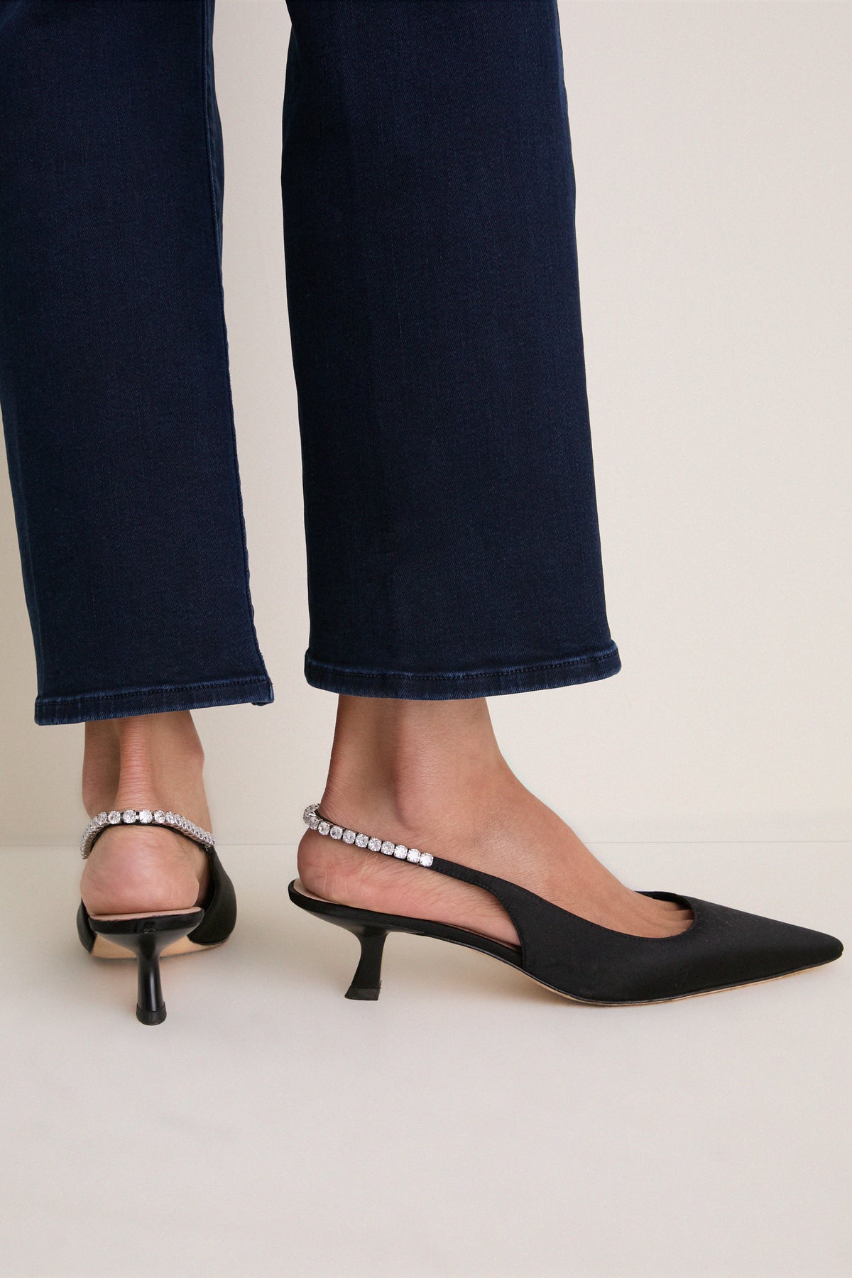 Black Satin Audrey Heels