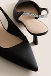 Black Satin Audrey Heels