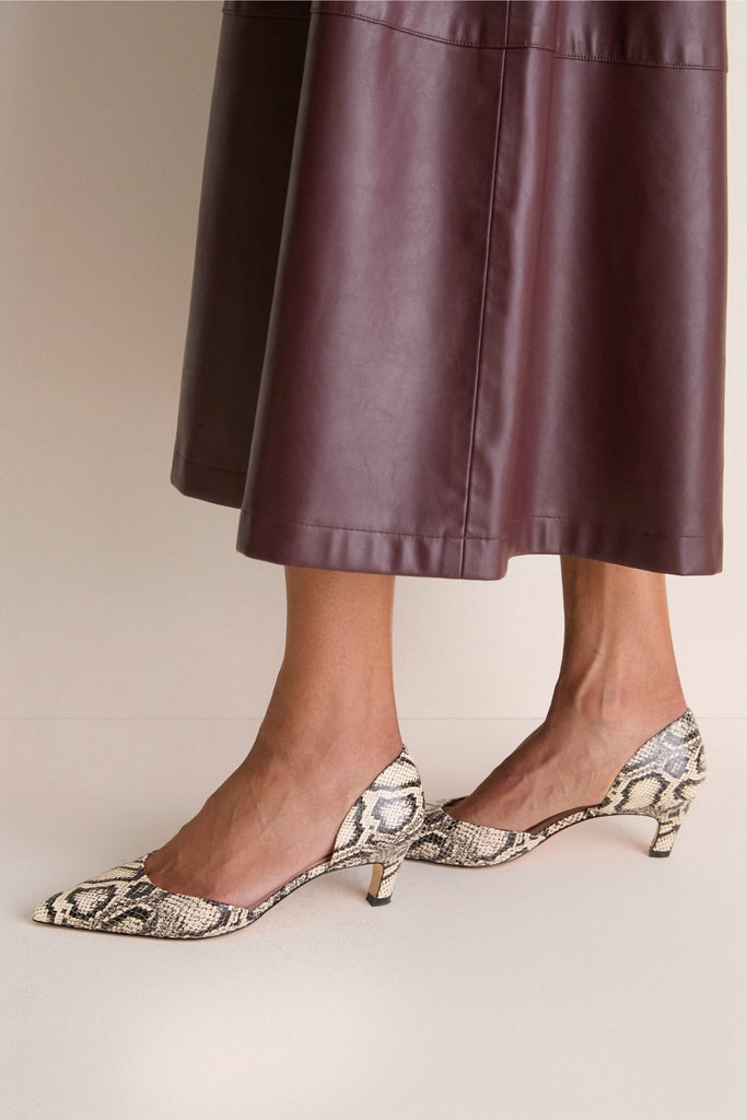 Snakeskin Leather Embossed Kira Heels | Tuckernuck Shoes