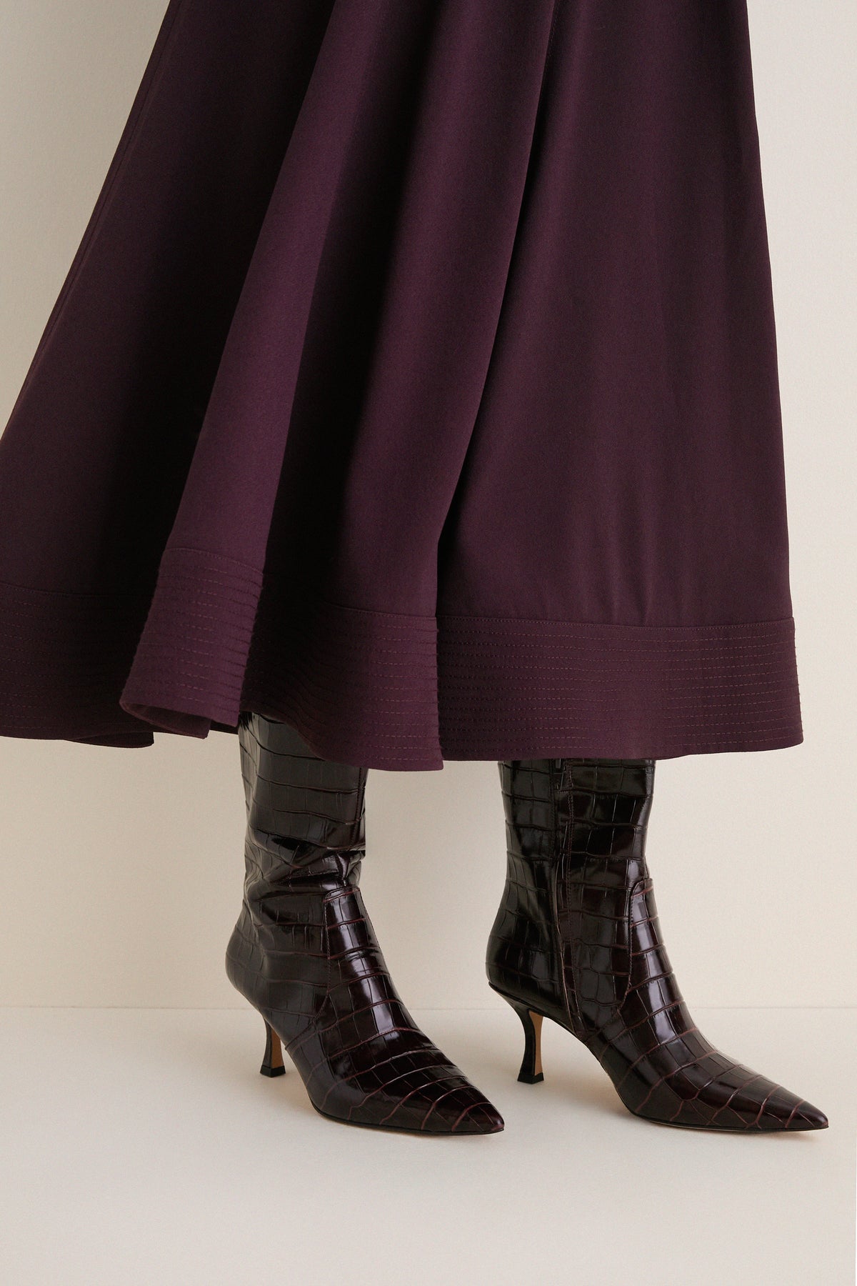 Oxblood Croc Mira Boots