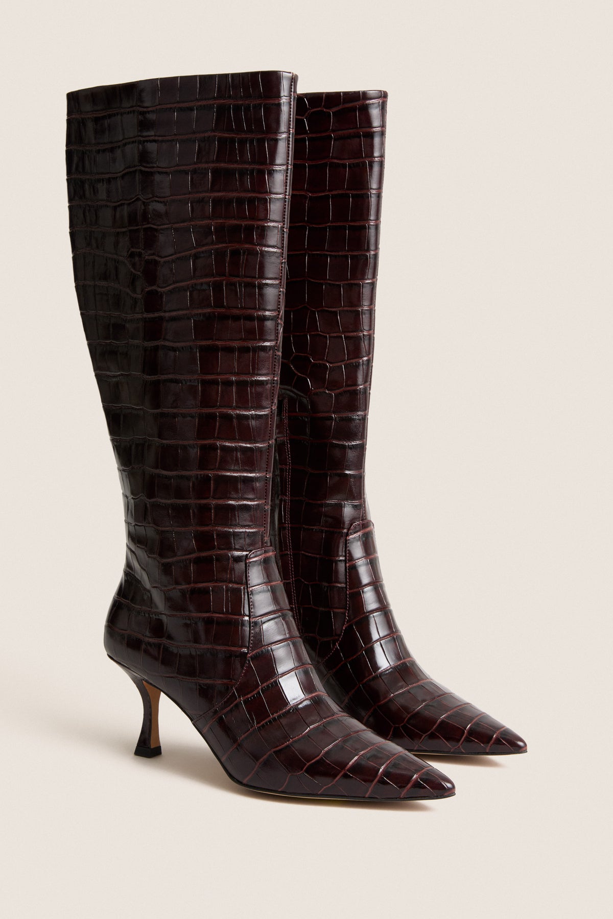 Oxblood Croc Mira Boots