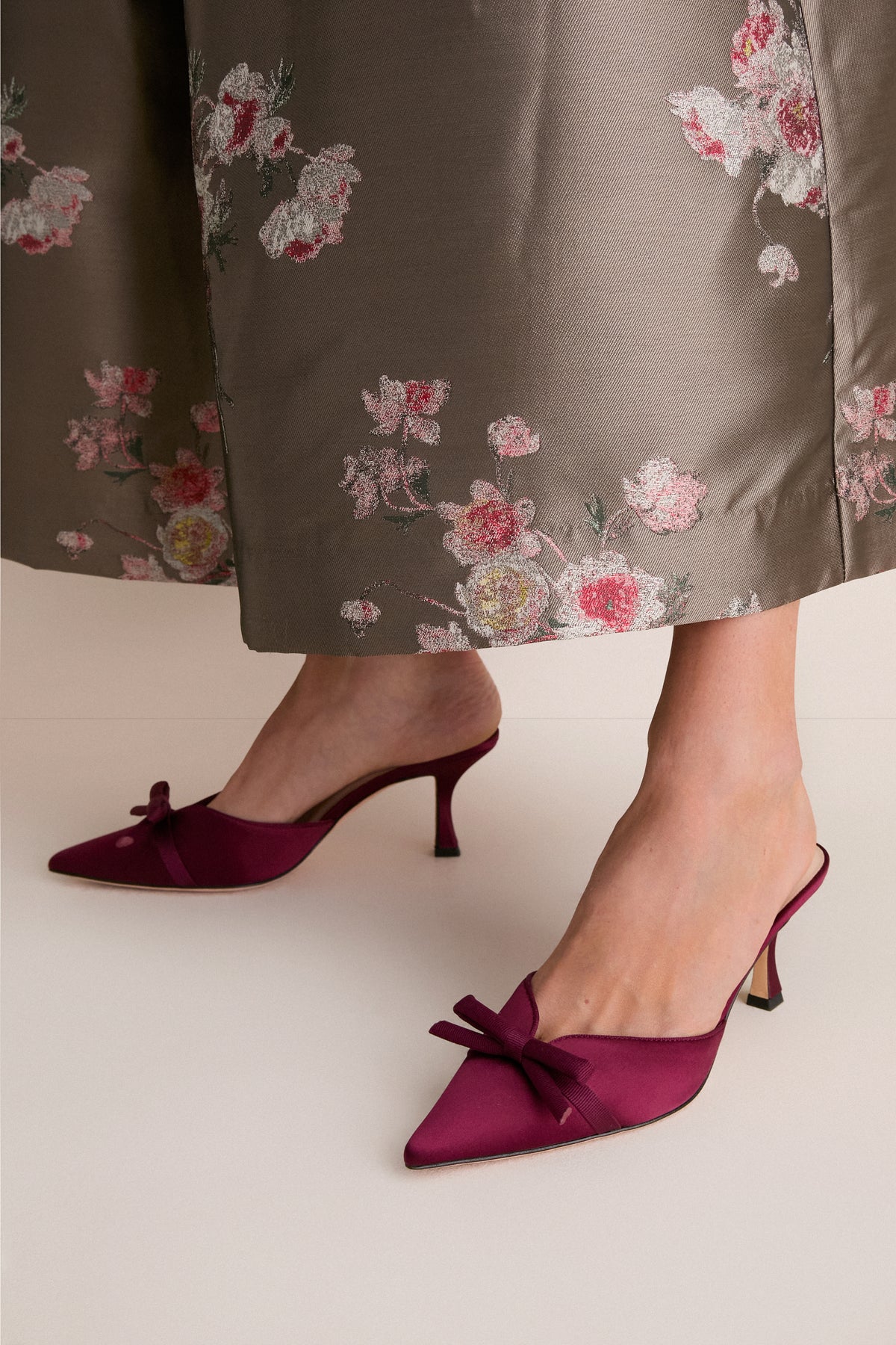 Oxblood Satin Molly Heels