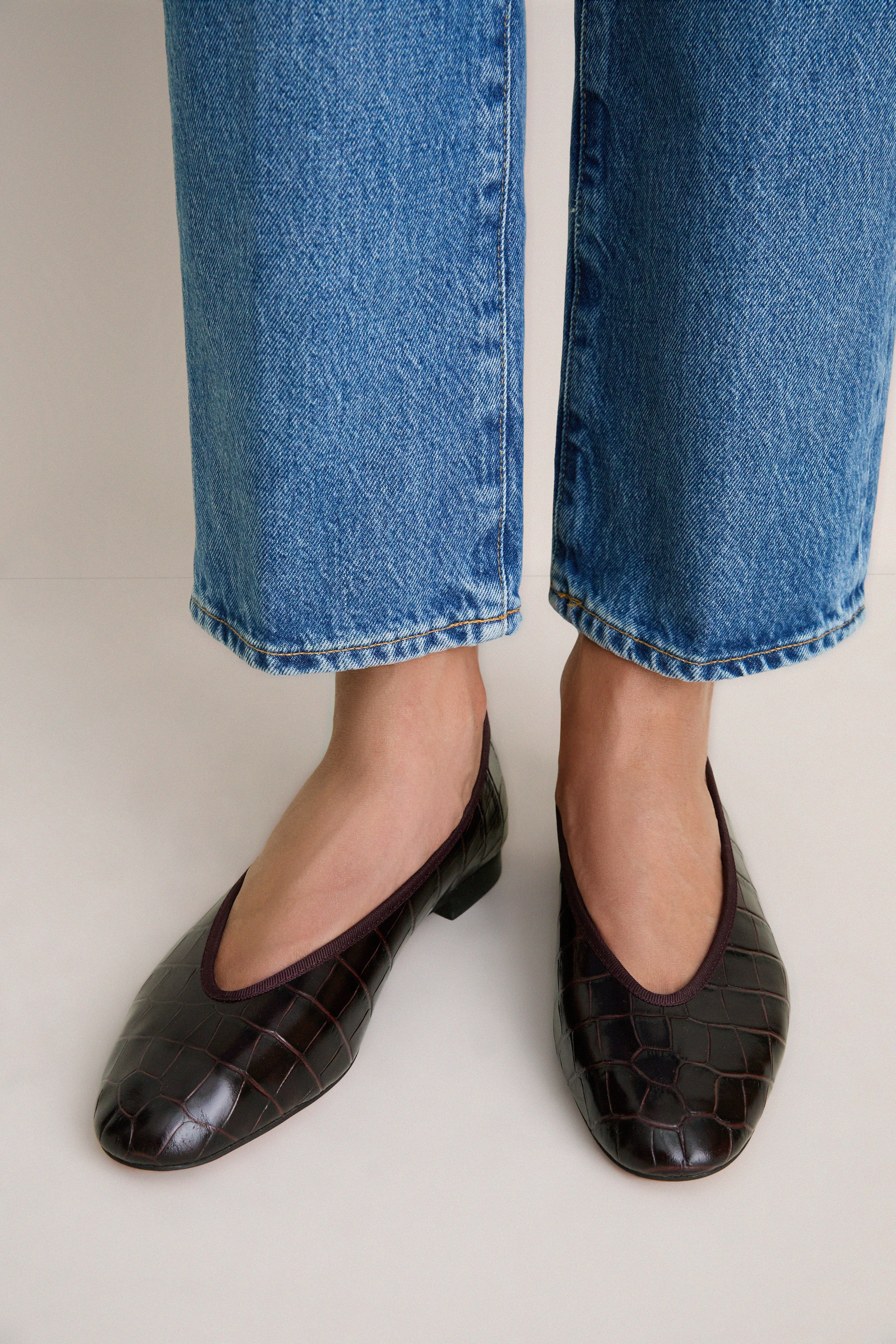 Oxblood Croc Nina Flats