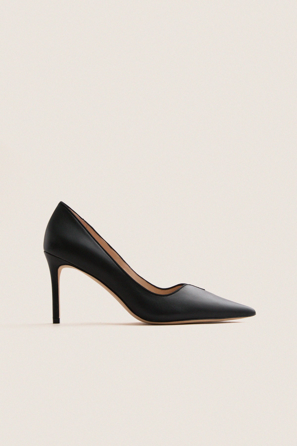 Black Leather Penelope Heels