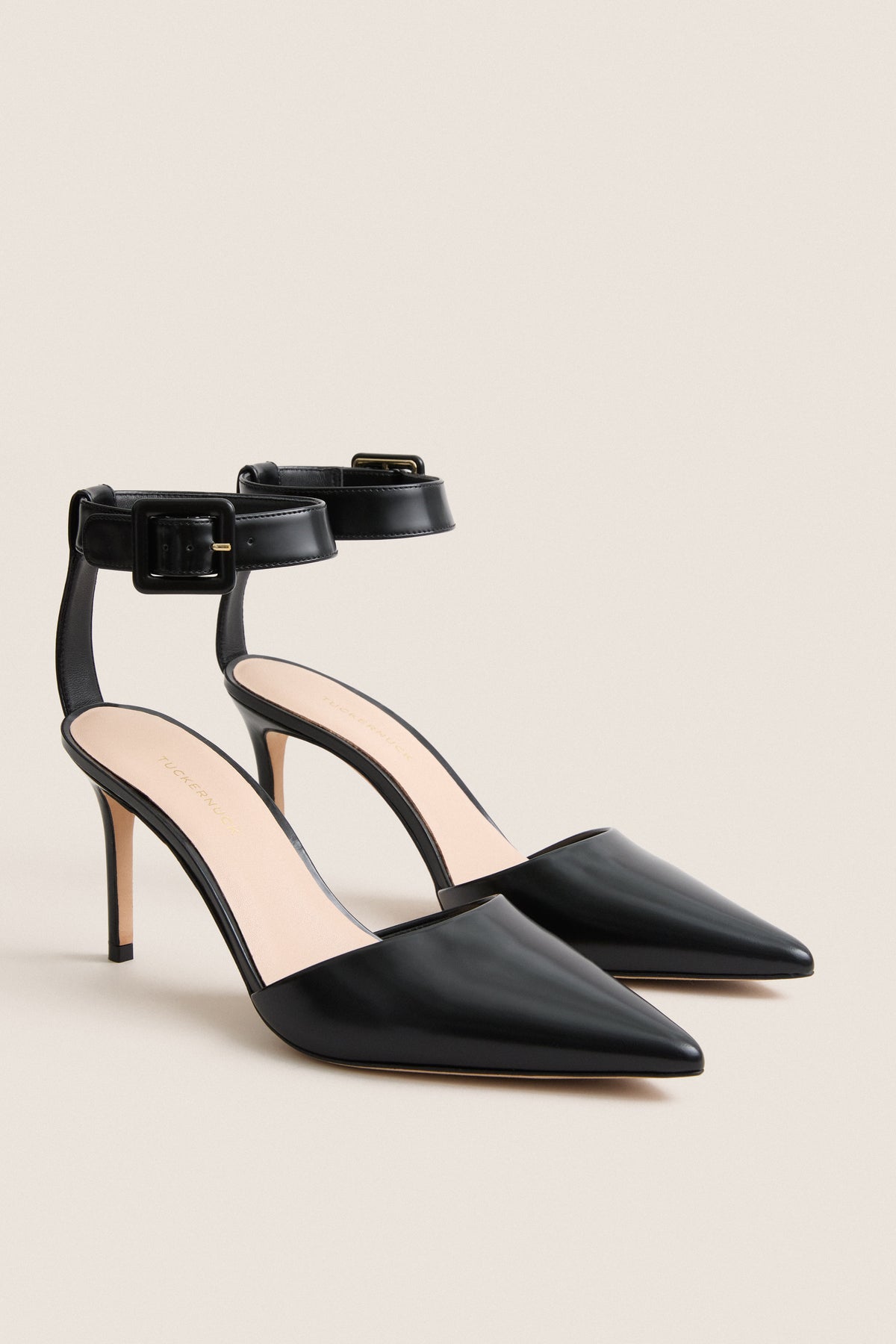 Black Leather Perry Heels