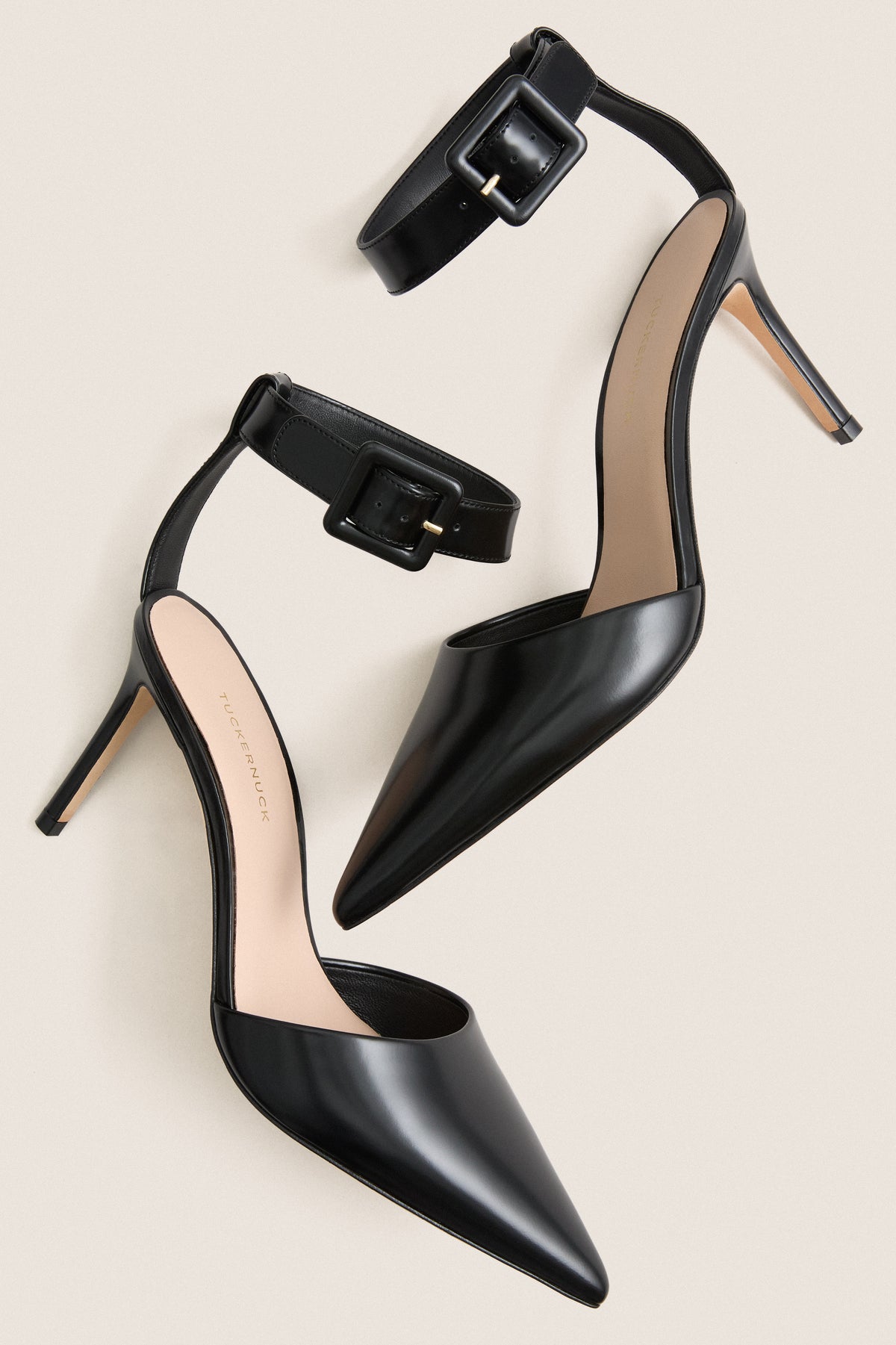 Black Leather Perry Heels
