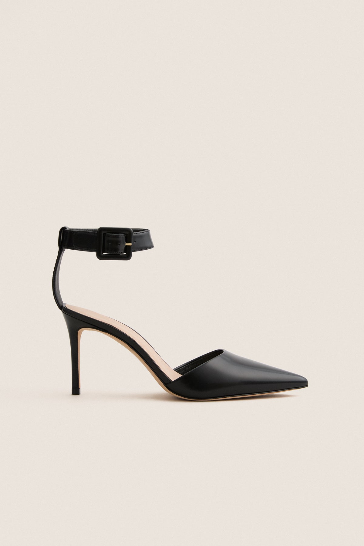 Black Leather Perry Heels