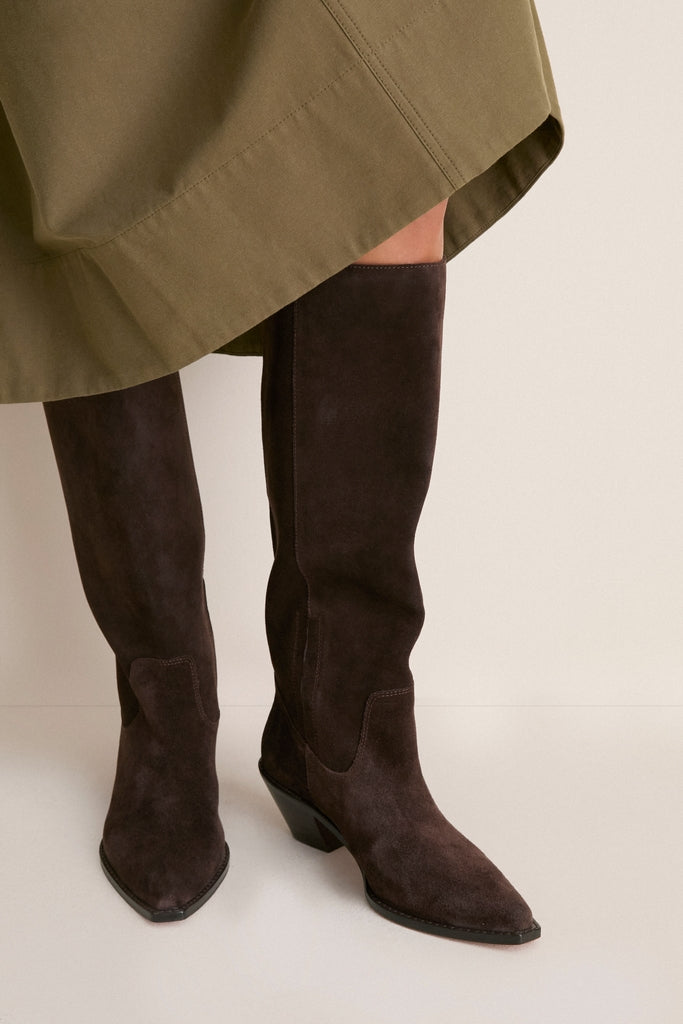 Dark Espresso Suede Willa boots
