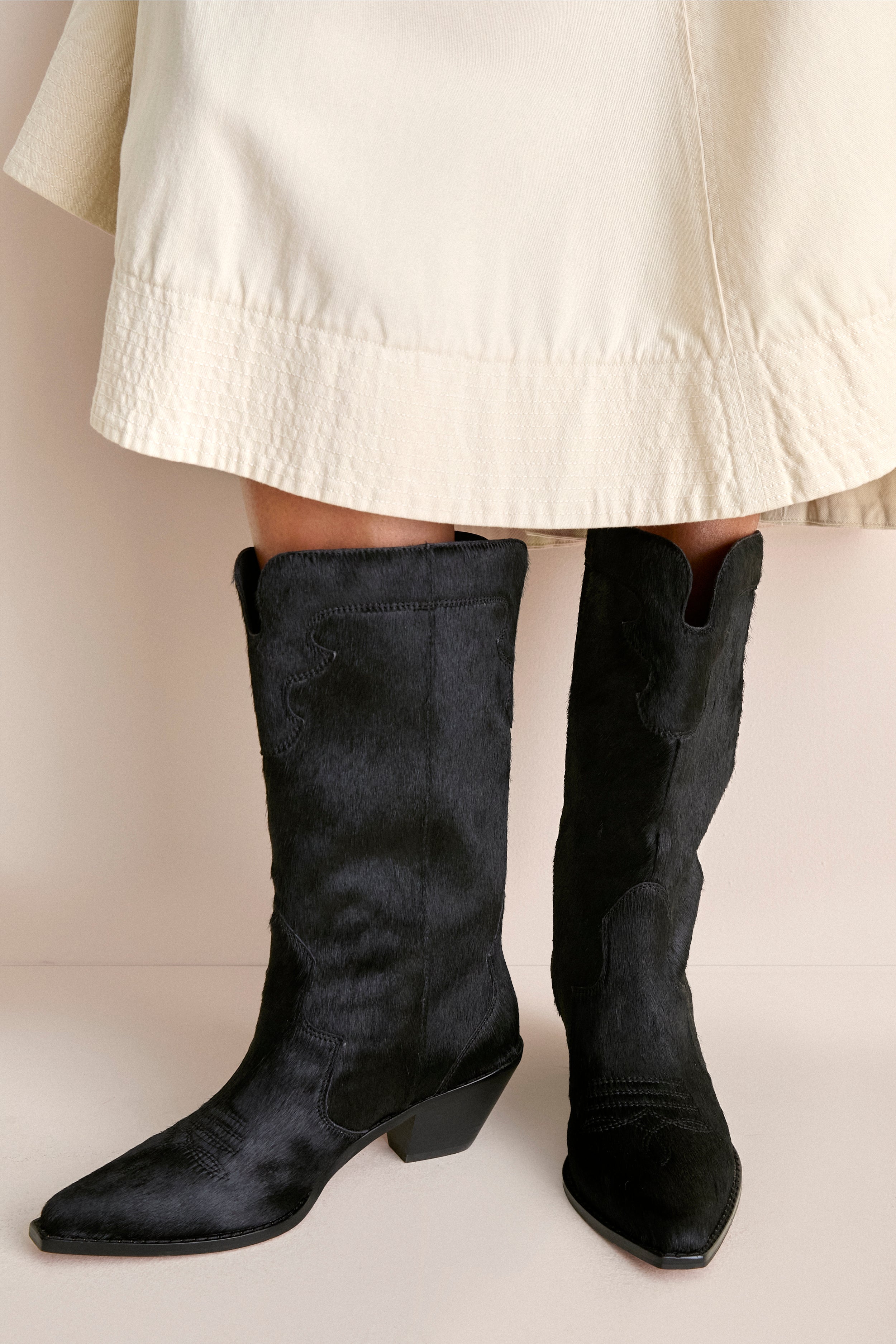 Black Calf Hair Wilson Cowboy Boots