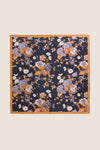 Navy Baroque Floral Medium Silk Scarf