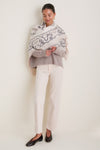Cream Bandana Silk Cashmere Blend Large Scarf