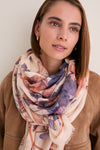 Cream Baroque Floral Silk Cashmere Blend Large Scarf